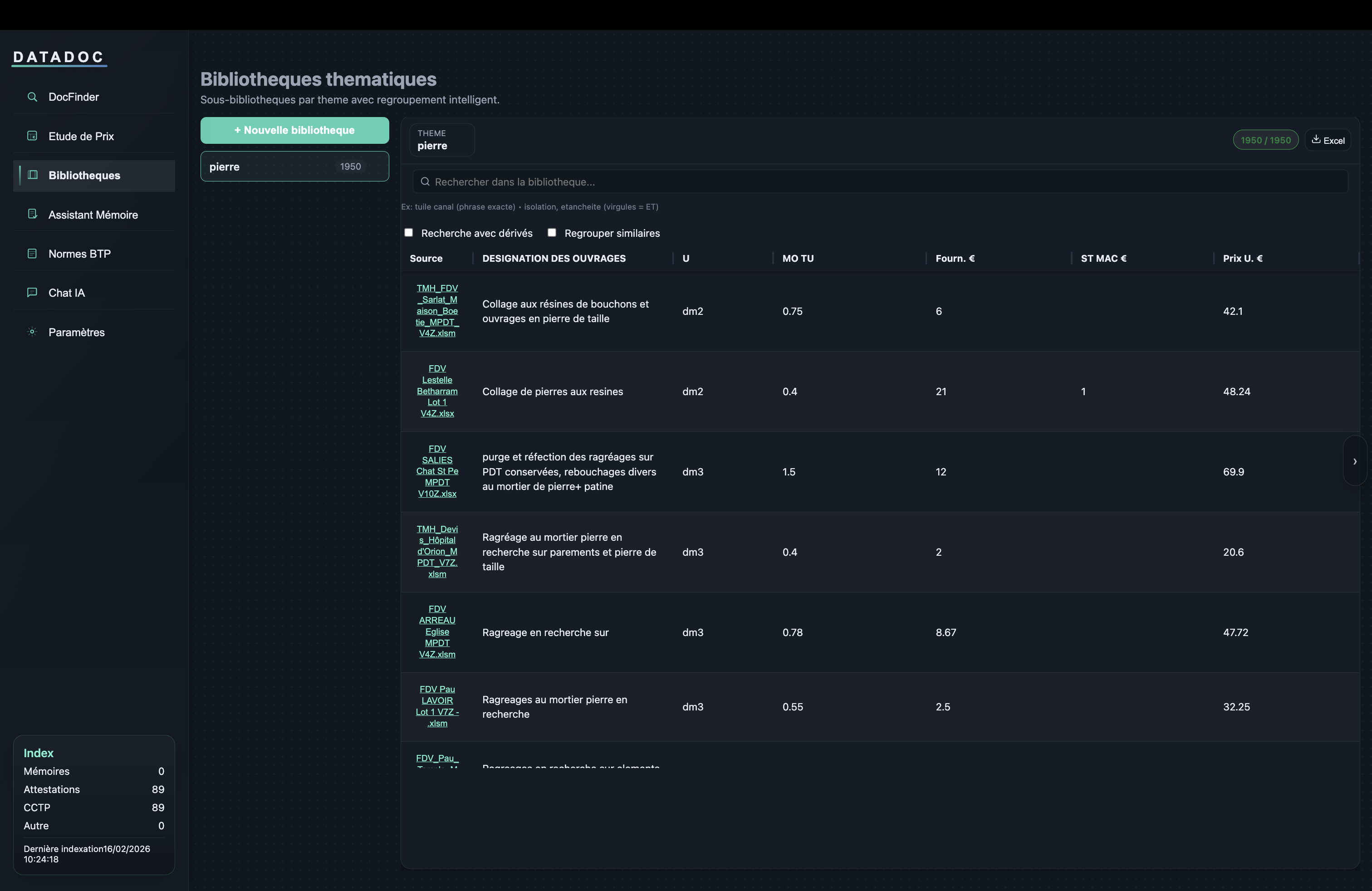 Bibliotheque — Base structuree